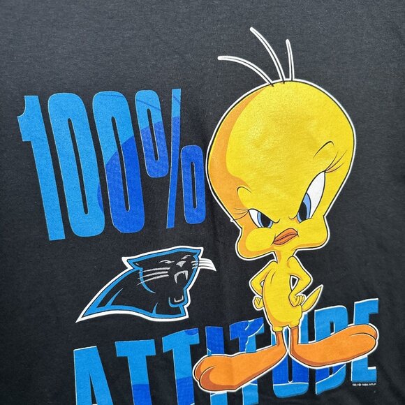 NOS Vintage Tweety Bird Attitude T-Shirt Looney Tunes Black Carolina Large - Picture 2 of 13